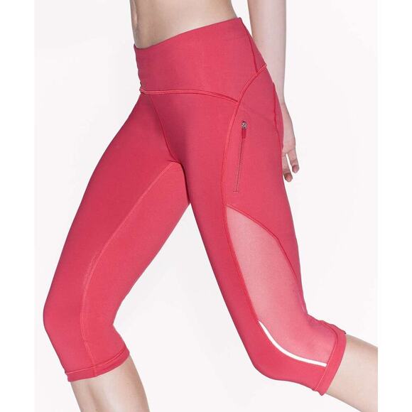 Lululemon Sun Runner Crop Leggings 17" Fuchsia Pink Size 6 - Picture 3 of 12